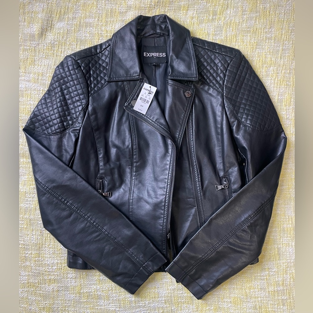 Express Quilted Black Moto Jacket